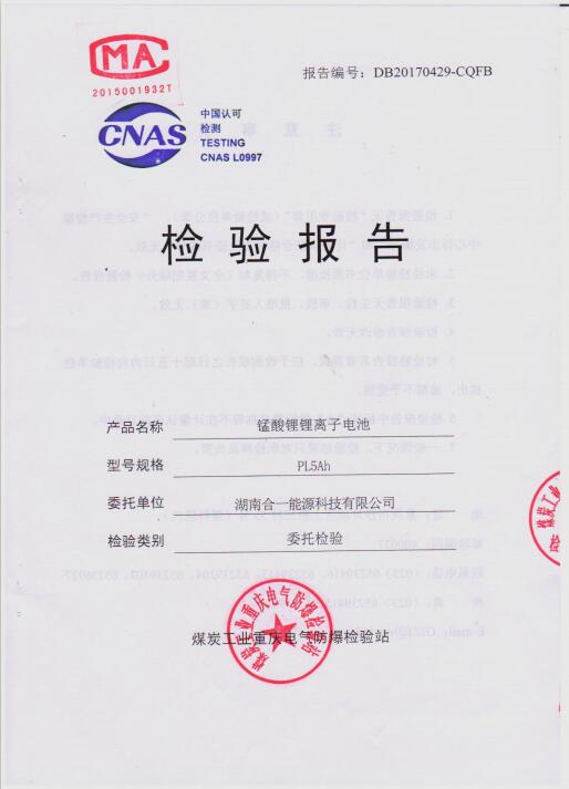 PL5AH錳酸鋰鋰離子電池檢測報(bào)告